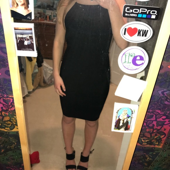 brand new Few Moda black dress with gold chains - Picture 4 of 4